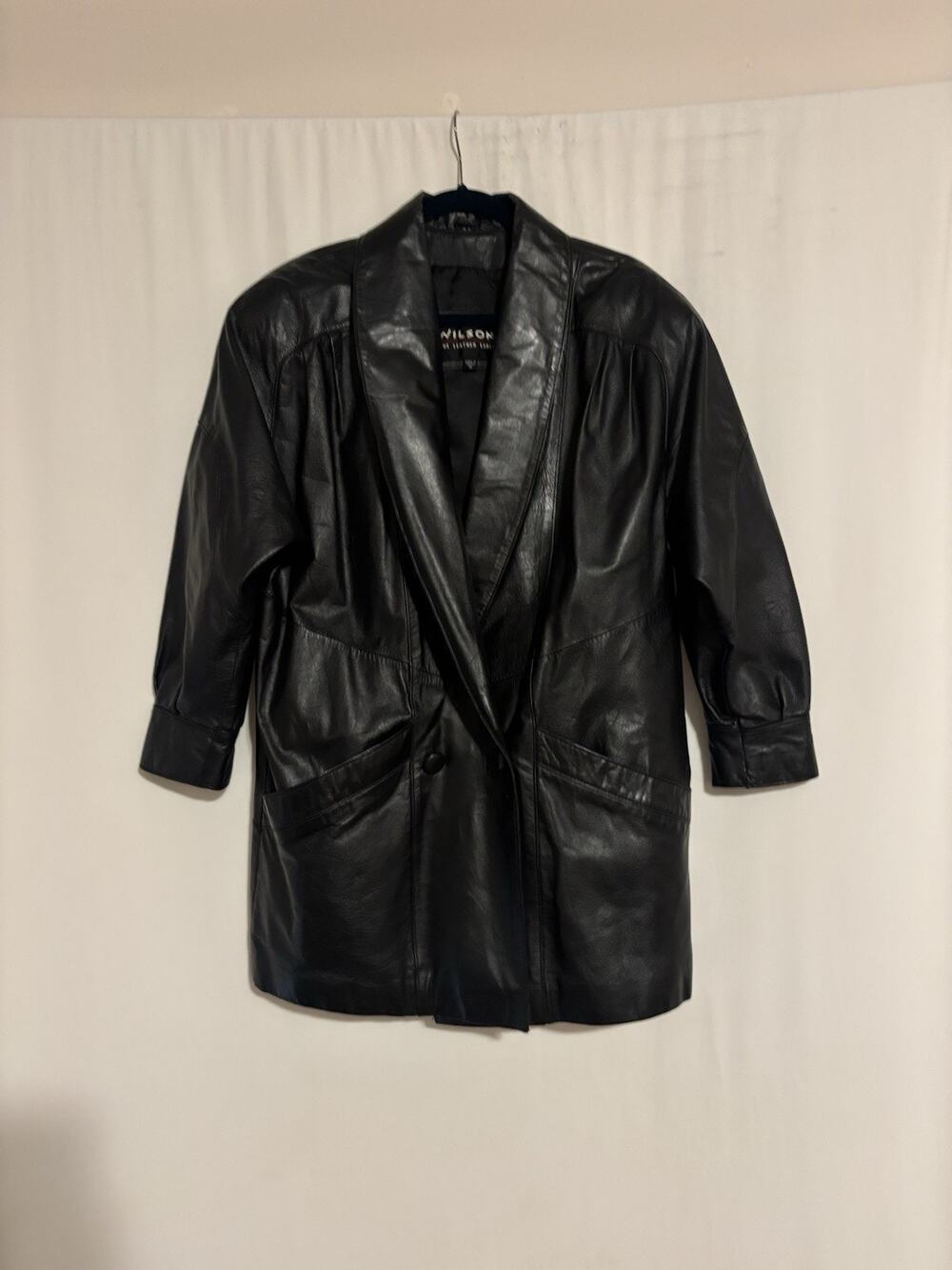 Vtg Wilsons Leather Jacket Coat Medium Womens 80s Back Buttons Pockets
